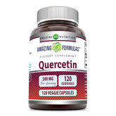 Amazing Formulas Quercetin 500mg bottle with clear label for daily antioxidant support.