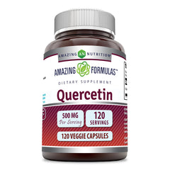 Amazing Formulas Quercetin 500mg bottle with clear label for daily antioxidant support.