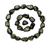 Amazing Gemstone Black Agate runes: 25 engraved stones for divination practice
