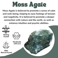 Amazing Gemstone moss agate certificate and velvet bag