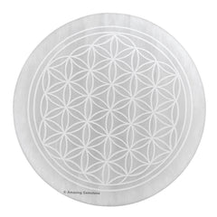 Amazing Gemstone selenite plate 4-inch for crystal charging and energy amplification.