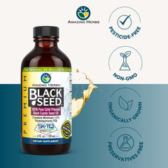 Amazing Herbs Nigella sativa seeds pack showcases the raw ingredient.