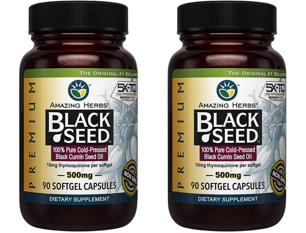 Amazing Herbs Black Seed Oil Capsules bottle for daily wellness and vitality.