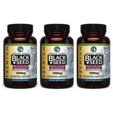 Amazing Herbs black seed oil capsules bottle highlighting immune support potential.