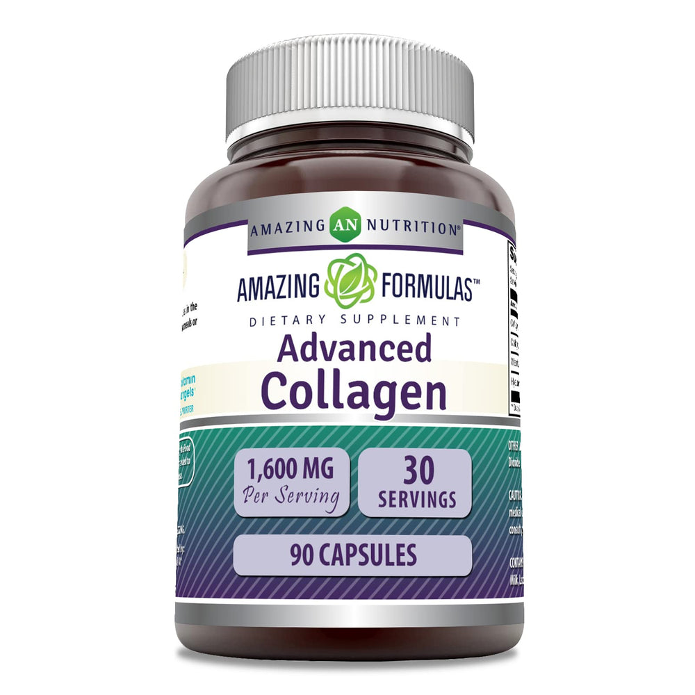 Amazing Nutrition Amazing Formulas bottle front showing 1600 mg collagen per serving.
