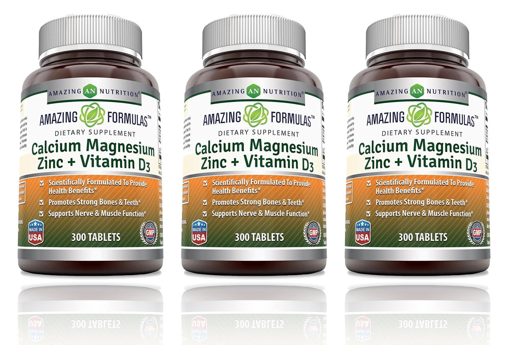 Amazing Nutrition Amazing Formulas Calcium Magnesium Zinc with Vitamin D3 bottle front for daily mineral support