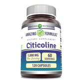 Amazing Nutrition Citicoline bottle highlighting 1000 mg per serving for cognitive support.