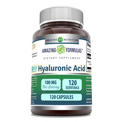 Amazing Nutrition Hyaluronic Acid 100 mg bottle supports daily joint comfort and skin hydration.