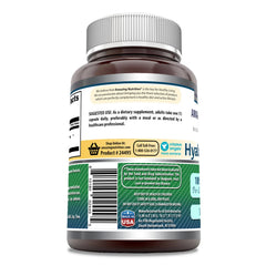 Amazing Nutrition Hyaluronic Acid label highlighting gluten-free and non-GMO quality.