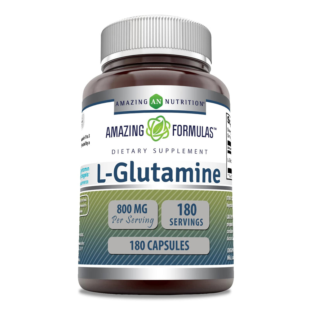 Amazing Nutrition L-Glutamine 800mg bottle supports post-workout recovery.
