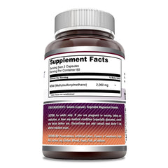 Amazing Nutrition MSM bottle close-up showing two-capsules-per-serving for convenient daily use.