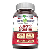 Amazing Nutrition Quercetin and Bromelain capsules bottle showcasing antioxidant support.
