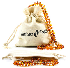 Amber Touch Baltic Amber Necklace unisex closeup highlighting natural polish and craftsmanship.
