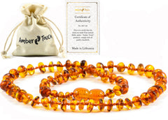 Amber Touch Baltic Amber Necklace unisex polished amber closeup with smooth sheen.