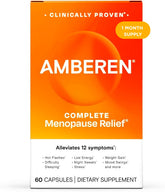 Amberen menopause capsules bottle showing hormone balance support potential.