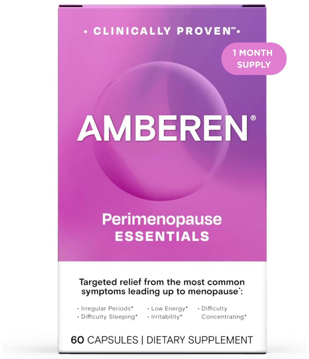 Amberen perimenopause bottle front showing non-hormonal relief potential