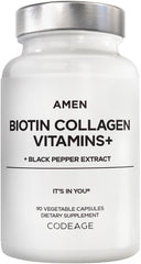 Amen Biotin Collagen Vitamins+ bottle front showing comprehensive daily supplement