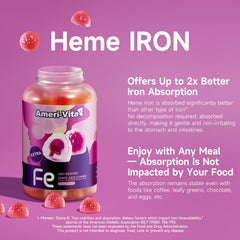 Ameri-Vita heme iron gummies center highlighting juicy liquid core