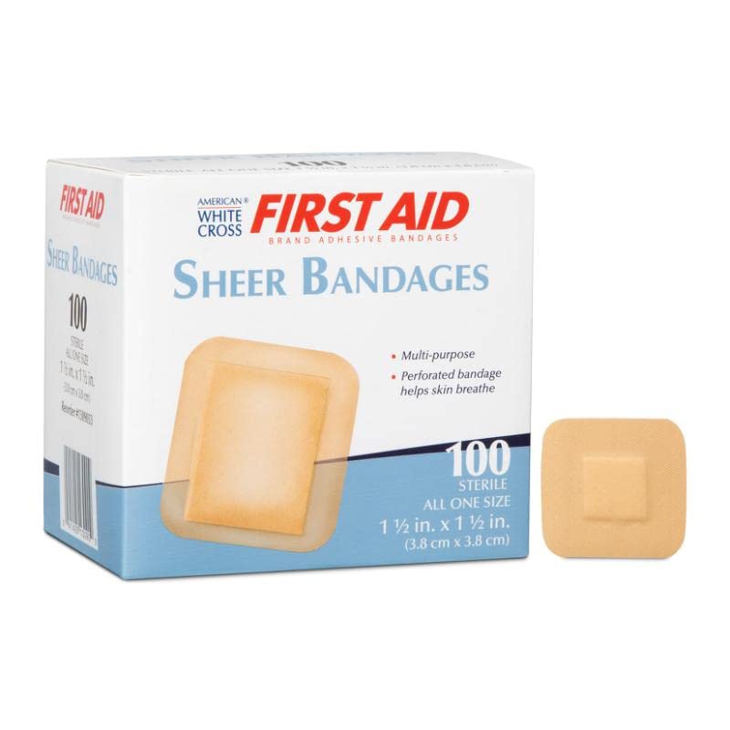 American White Cross first aid sheer adhesive bandage box for discreet protection.