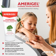 AMERIGEL hydrogel dressing on wound surface, providing continuous moisture for healing.