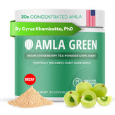 Amla Green 20x concentrated powder bottle for potent daily antioxidant support