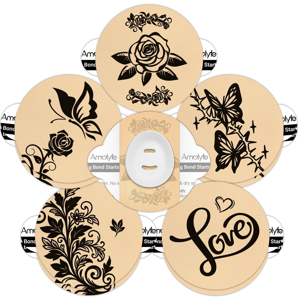 Amolyfe Dexcom G7 Tattoo Overpatch Rose skin design blends naturally for discreet wear