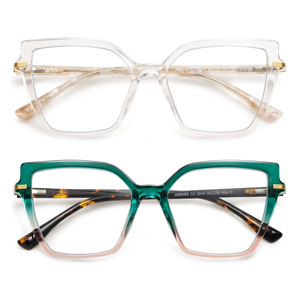 AMOMOMA 2-pack square blue light reading glasses front view for comfortable screen time.