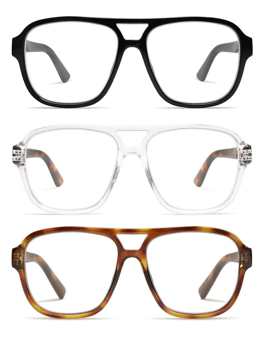 AMOMOMA 3-pack oversized aviator frames on display for daily reading