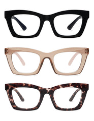 AMOMOMA blue light reading glasses with oversized square frames for all-day screen comfort.