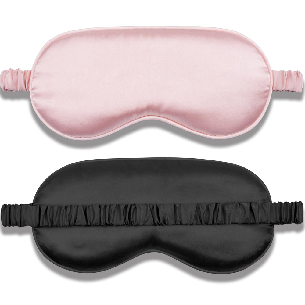 Amrules Sleep Mask 2-Pack in pink and black provides lightweight blackout for restful nights.