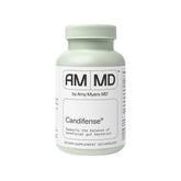 Amy Myers MD Candifense bottle closeup highlighting plant-based enzymes for gut balance