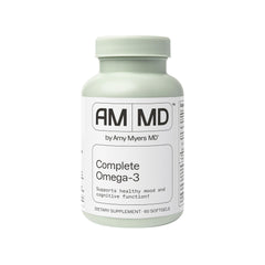 Amy Myers MD Complete Omega-3 Softgels bottle front suggests heart support potential