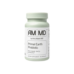 Amy Myers MD Primal Earth Probiotic bottle ready for daily digestive support.