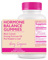 Amy Suzanne Hormone Balance Gummies bottle boosts mood and energy with natural herbs.