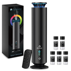 Amzany waterless diffuser kit front view shows a sleek aluminum body for contemporary spaces.