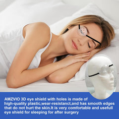 AMZVIO eye shield with adjustable strap for a secure sleep fit.