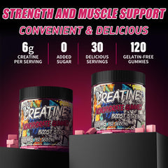 AMZXO Creatine Monohydrate Gummies daily dose display showing 4 gummies.
