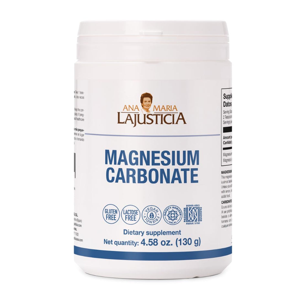 Ana Maria Lajusticia Magnesium Carbonate 130 bottle pour for a smooth nightly ritual