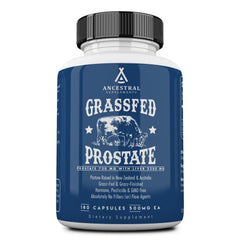 Ancestral Supplements bottle of grass-fed beef prostate capsules for men's health