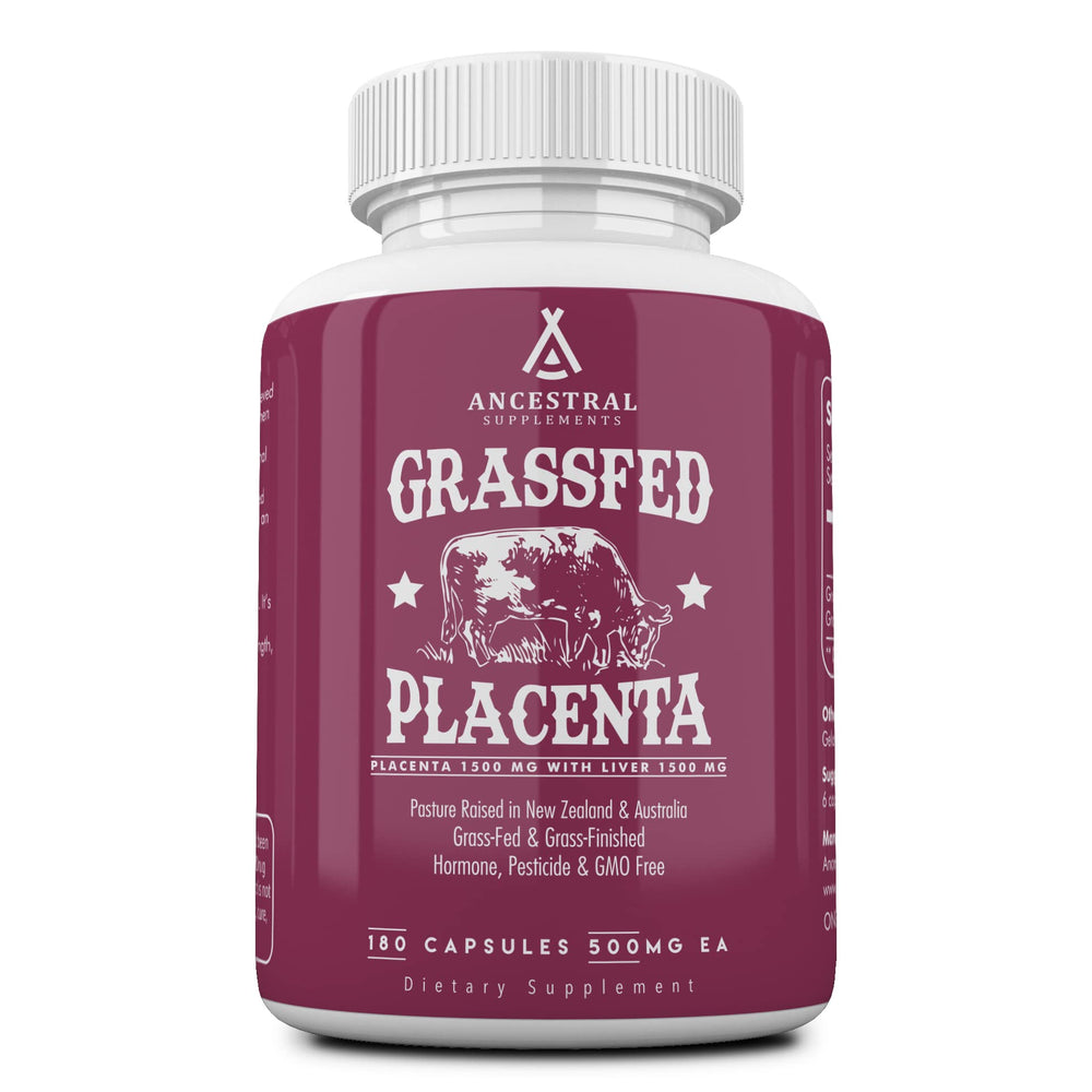Ancestral Supplements grass-fed placenta-liver bottle for postnatal nutrition and vitality
