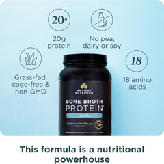 Ancient Nutrition 20g protein per serving vanilla tub for daily nutrition
