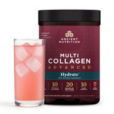 Ancient Nutrition Advanced Multi Collagen Hydrate bottle in mixed berry flavor supports hydration and skin health