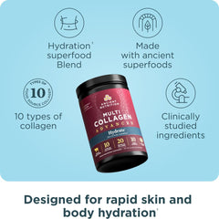 Ancient Nutrition Hydrate scoop pouring for quick hydration.