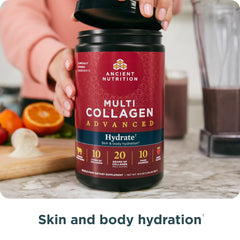 Ancient Nutrition Advanced Multi Collagen Hydrate with Spanish red salt highlights electrolyte balance