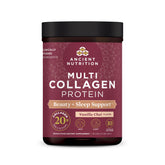Ancient Nutrition Beauty Sleep collagen tub closeup for daily skin and nail support.