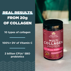 Ancient Nutrition Beauty Within scoop dissolving in water for a quick protein boost