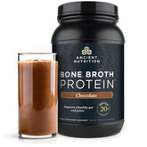 Ancient Nutrition bone broth protein powder jar showing premium ingredients and label for daily protein intake