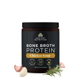 Ancient Nutrition bone broth protein powder tub showing protein-rich formula for quick nourishment