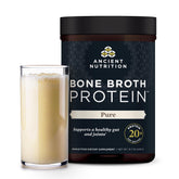Ancient Nutrition bone broth protein powder vanilla in a smoothie, convenient protein boost.