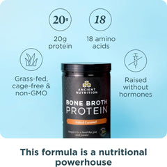 Ancient Nutrition label closeup highlights collagen types I and III and amino acids.